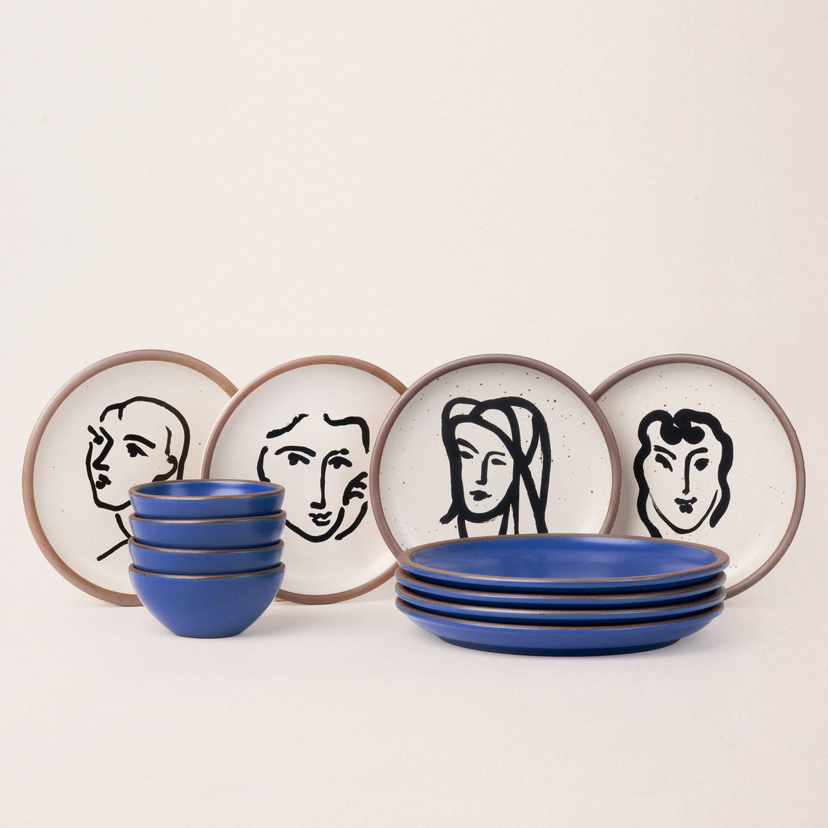 Matisse 12-Piece Dinnerware Set, Aquatint Portraits
