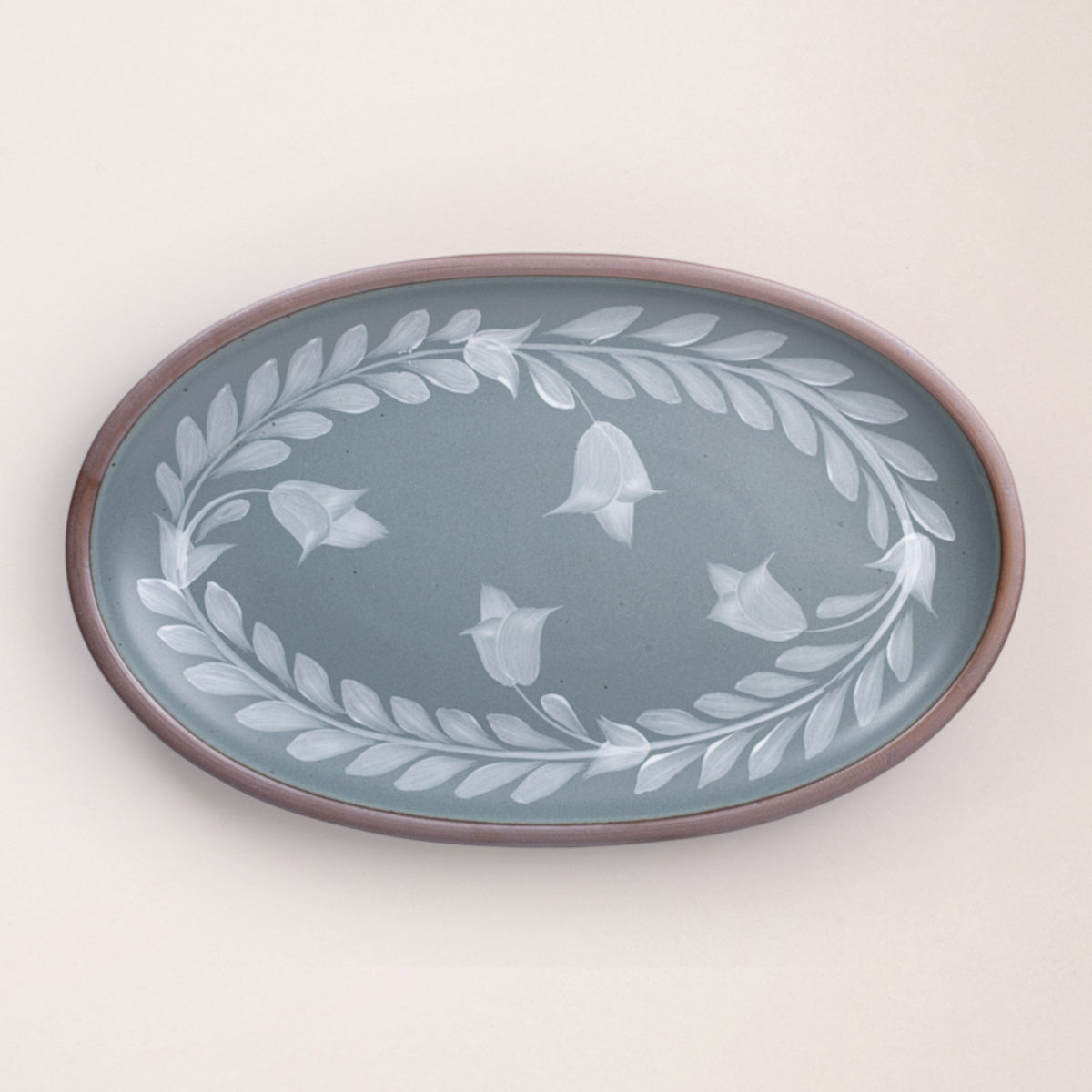 Hand Painted Large Oval Platter, Tulip Crown