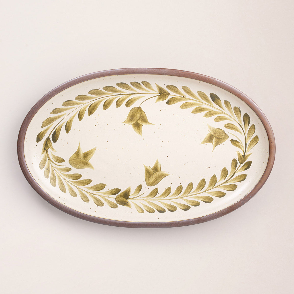 Hand Painted Large Oval Platter, Tulip Crown