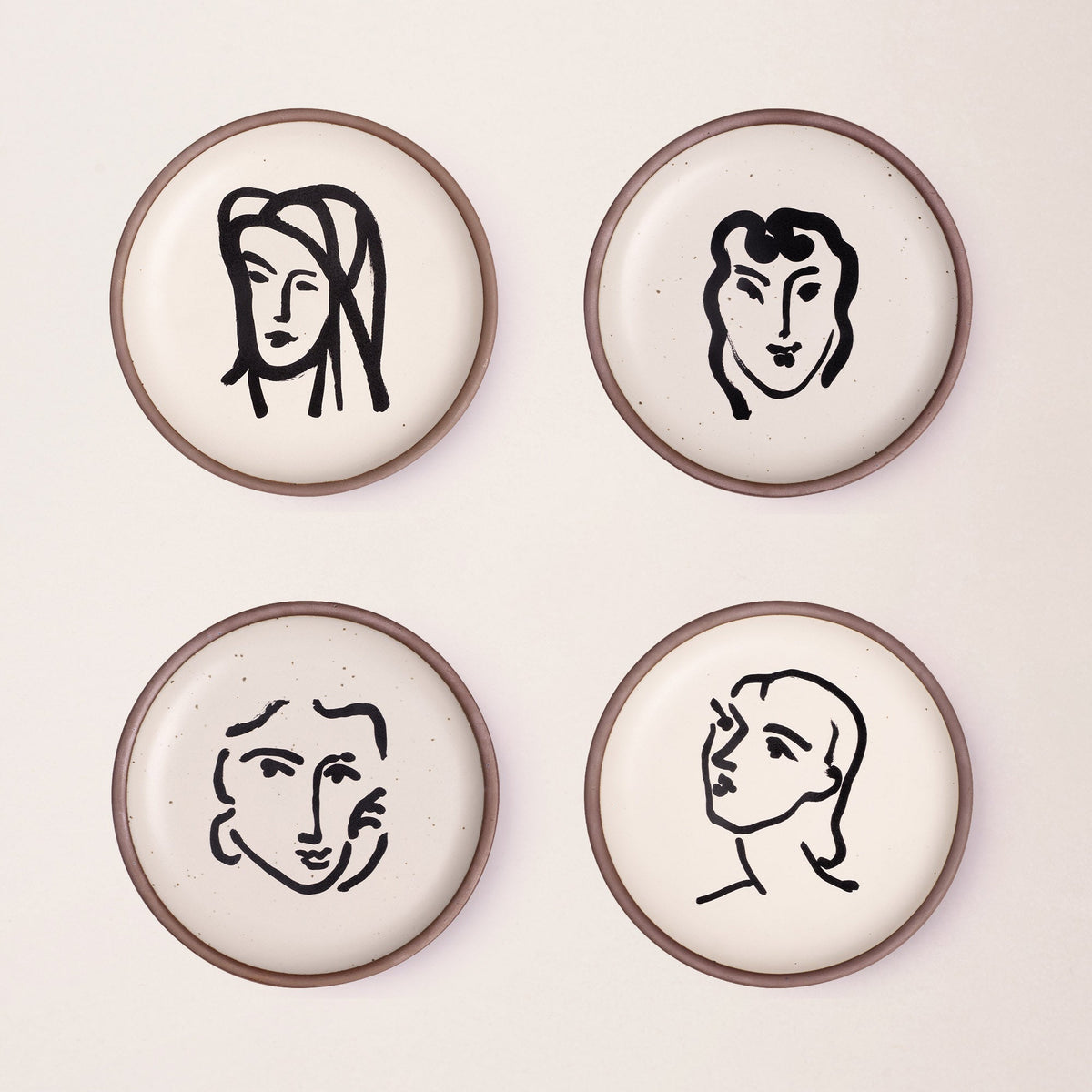 Side Plate Set, Aquatint Portraits